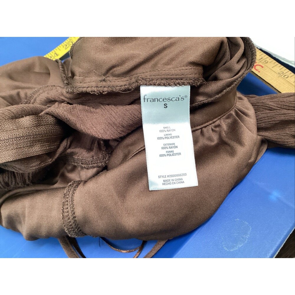 Francesca’s audrey parks jumpsuit sz S brown pockets adjustable straps - Picture 13 of 14